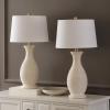 SAFAVIEH Lighting Collection Bentlee Rustic Grey 30-inch Bedroom Living Room Home Office Desk Nightstand Table Lamp Set of 2 (LED Bulbs Included)(Bone)