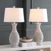 SAFAVIEH Lighting Collection Bentlee Rustic Grey 30-inch Bedroom Living Room Home Office Desk Nightstand Table Lamp Set of 2 (LED Bulbs Included)(Gray)