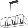 SAFAVIEH Lighting Collection Bryndan Black 6-Light Adjustable Chandelier Linear Light Fixture, Ideal for Dining Room, Kitchen Island, Foyer, Entryway (LED Bulbs Included)