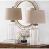 SAFAVIEH Lighting Collection Caden Clear Glass 28-inch Bedroom Living Room Home Office Desk Nightstand Table Lamp Set of 2 (LED Bulbs Included)