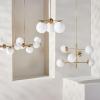 SAFAVIEH Lighting Collection Cantrys Mid-Century Modern Retro Gold/White Orb Chandelier