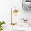 SAFAVIEH Lighting Collection Cappi Modern Black Orb 21-inch Bedroom Living Room Home Office Desk Dorm Study Nightstand Task Table Lamp (LED Bulb Included)(Brass – with USB)