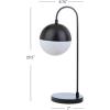 SAFAVIEH Lighting Collection Cappi Modern Black Orb 21-inch Bedroom Living Room Home Office Desk Dorm Study Nightstand Task Table Lamp (LED Bulb Included)(Black – with USB)
