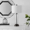 SAFAVIEH Lighting Collection Cassian Modern Contemporary Farmhouse Clear Glass 26-inch Bedroom Living Room Home Office Desk Nightstand Table Lamp (LED Bulb Included)(Clear/Bronze)