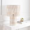 SAFAVIEH Lighting Collection Elara Rattan Natural 25-inch Table Lamp (LED Bulb Included)(White Washed)