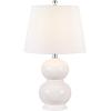 SAFAVIEH Lighting Collection Everlee Modern Contemporary Ivory Ceramic Double Gourd 22-inch Bedroom Living Room Home Office Desk Nightstand Table Lamp (LED Bulb Included)(Ivory)