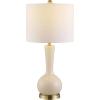SAFAVIEH Lighting Collection Gaetna Modern Contemporary Navy Glass 27-inch Bedroom Living Room Home Office Desk Nightstand Table Lamp (LED Bulb Included)(Ivory)