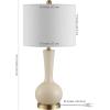 SAFAVIEH Lighting Collection Gaetna Modern Contemporary Navy Glass 27-inch Bedroom Living Room Home Office Desk Nightstand Table Lamp (LED Bulb Included)(Ivory)