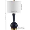 SAFAVIEH Lighting Collection Gaetna Modern Contemporary Navy Glass 27-inch Bedroom Living Room Home Office Desk Nightstand Table Lamp (LED Bulb Included)(Navy)