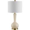 SAFAVIEH Lighting Collection Gaetna Modern Contemporary Navy Glass 27-inch Bedroom Living Room Home Office Desk Nightstand Table Lamp (LED Bulb Included)(Ivory)