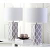 SAFAVIEH Lighting Collection Garden Lattice Trellis Modern Contemporary Navy 27-inch Bedroom Living Room Home Office Desk Nightstand Table Lamp Set of 2 (LED Bulbs Included)(Grey – Set of 2)