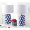 SAFAVIEH Lighting Collection Garden Lattice Trellis Modern Contemporary Navy 27-inch Bedroom Living Room Home Office Desk Nightstand Table Lamp Set of 2 (LED Bulbs Included)(Navy – Set of 2)