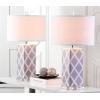 SAFAVIEH Lighting Collection Garden Lattice Trellis Modern Contemporary Navy 27-inch Bedroom Living Room Home Office Desk Nightstand Table Lamp Set of 2 (LED Bulbs Included)(Grey – Set of 2)
