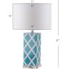 SAFAVIEH Lighting Collection Garden Lattice Trellis Modern Contemporary Navy 27-inch Bedroom Living Room Home Office Desk Nightstand Table Lamp Set of 2 (LED Bulbs Included)(Light Blue – Set of 2)
