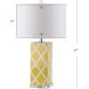 SAFAVIEH Lighting Collection Garden Lattice Trellis Modern Contemporary Navy 27-inch Bedroom Living Room Home Office Desk Nightstand Table Lamp Set of 2 (LED Bulbs Included)(Yellow – Set of 2)