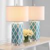 SAFAVIEH Lighting Collection Garden Lattice Trellis Modern Contemporary Navy 27-inch Bedroom Living Room Home Office Desk Nightstand Table Lamp Set of 2 (LED Bulbs Included)(Light Blue – Set of 2)
