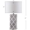 SAFAVIEH Lighting Collection Garden Lattice Trellis Modern Contemporary Navy 27-inch Bedroom Living Room Home Office Desk Nightstand Table Lamp Set of 2 (LED Bulbs Included)(Grey – Set of 2)