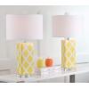 SAFAVIEH Lighting Collection Garden Lattice Trellis Modern Contemporary Navy 27-inch Bedroom Living Room Home Office Desk Nightstand Table Lamp Set of 2 (LED Bulbs Included)(Yellow – Set of 2)