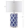SAFAVIEH Lighting Collection Garden Lattice Trellis Modern Contemporary Navy 27-inch Bedroom Living Room Home Office Desk Nightstand Table Lamp Set of 2 (LED Bulbs Included)(Navy – Set of 2)