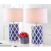 SAFAVIEH Lighting Collection Garden Lattice Trellis Modern Contemporary Navy 27-inch Bedroom Living Room Home Office Desk Nightstand Table Lamp Set of 2 (LED Bulbs Included)(Navy – Set of 2)