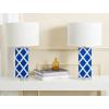 SAFAVIEH Lighting Collection Garden Lattice Trellis Modern Contemporary Navy 27-inch Bedroom Living Room Home Office Desk Nightstand Table Lamp Set of 2 (LED Bulbs Included)(Navy – Set of 2)