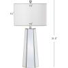 SAFAVIEH Lighting Collection Janice Modern Art Deco Mirror Chrome 32-inch Bedroom Living Room Home Office Desk Nightstand Table Lamp Set of 2 (LED Bulbs Included)