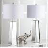 SAFAVIEH Lighting Collection Janice Modern Art Deco Mirror Chrome 32-inch Bedroom Living Room Home Office Desk Nightstand Table Lamp Set of 2 (LED Bulbs Included)