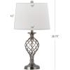SAFAVIEH Lighting Collection Lattice Urn Farmhouse Nickel 27-inch Bedroom Living Room Home Office Desk Nightstand Table Lamp Set of 2 (LED Bulbs Included)