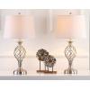 SAFAVIEH Lighting Collection Lattice Urn Farmhouse Nickel 27-inch Bedroom Living Room Home Office Desk Nightstand Table Lamp Set of 2 (LED Bulbs Included)