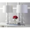 SAFAVIEH Lighting Collection Mercurio Blue Glass Double Gourd 29-inch Bedroom Living Room Home Office Desk Nightstand Table Lamp Set of 2 (LED Bulbs Included)(Clear)