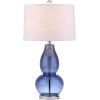SAFAVIEH Lighting Collection Mercurio Blue Glass Double Gourd 29-inch Bedroom Living Room Home Office Desk Nightstand Table Lamp Set of 2 (LED Bulbs Included)(Blue)