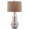 SAFAVIEH Lighting Collection Mercurio Blue Glass Double Gourd 29-inch Bedroom Living Room Home Office Desk Nightstand Table Lamp Set of 2 (LED Bulbs Included)(Silver)