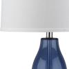SAFAVIEH Lighting Collection Mercurio Blue Glass Double Gourd 29-inch Bedroom Living Room Home Office Desk Nightstand Table Lamp Set of 2 (LED Bulbs Included)(Blue)