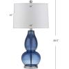 SAFAVIEH Lighting Collection Mercurio Blue Glass Double Gourd 29-inch Bedroom Living Room Home Office Desk Nightstand Table Lamp Set of 2 (LED Bulbs Included)(Blue)