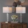 SAFAVIEH Lighting Collection Modern Deco 28-inch Bedroom Living Room Home Office Desk Nightstand Table Lamp Set of 2 (LED Bulbs Included)(Clear/Chrome)