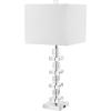 SAFAVIEH Lighting Collection Modern Deco 28-inch Bedroom Living Room Home Office Desk Nightstand Table Lamp Set of 2 (LED Bulbs Included)(Clear/Chrome)