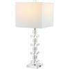 SAFAVIEH Lighting Collection Modern Deco 28-inch Bedroom Living Room Home Office Desk Nightstand Table Lamp Set of 2 (LED Bulbs Included)(Crystal)