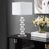 SAFAVIEH Lighting Collection Modern Deco 28-inch Bedroom Living Room Home Office Desk Nightstand Table Lamp Set of 2 (LED Bulbs Included)(Crystal)