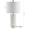 SAFAVIEH Lighting Collection Nico White/ Gold Leaf 25-inch Bedroom Living Room Home Office Desk Nightstand Table Lamp Set of 2 (LED Bulbs Included)