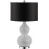 SAFAVIEH Lighting Collection Nicole Modern Silver Bead Base/ Black Shade 25-inch Bedroom Living Room Home Office Desk Nightstand Table Lamp Set of 2 (LED Bulbs Included)(Silver/Black – Set of 2)