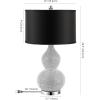 SAFAVIEH Lighting Collection Nicole Modern Silver Bead Base/ Black Shade 25-inch Bedroom Living Room Home Office Desk Nightstand Table Lamp Set of 2 (LED Bulbs Included)(Silver – with USB)