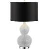 SAFAVIEH Lighting Collection Nicole Modern Silver Bead Base/ Black Shade 25-inch Bedroom Living Room Home Office Desk Nightstand Table Lamp Set of 2 (LED Bulbs Included)(Silver/Black – Set of 2)
