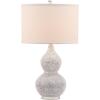 SAFAVIEH Lighting Collection Nicole Modern Silver Bead Base/ Black Shade 25-inch Bedroom Living Room Home Office Desk Nightstand Table Lamp Set of 2 (LED Bulbs Included)(Silver/White – Set of 2)
