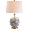 SAFAVIEH Lighting Collection Orianna Floral Blue/ White 25-inch Bedroom Living Room Home Office Desk Nightstand Table Lamp (LED Bulb Included)