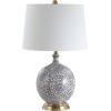SAFAVIEH Lighting Collection Orianna Floral Blue/ White 25-inch Bedroom Living Room Home Office Desk Nightstand Table Lamp (LED Bulb Included)