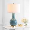 SAFAVIEH Lighting Collection Paris Modern Royal Blue Ceramic 28-inch Bedroom Living Room Home Office Desk Nightstand Table Lamp (LED Bulb Included)(Light Blue)