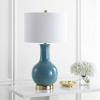 SAFAVIEH Lighting Collection Paris Modern Royal Blue Ceramic 28-inch Bedroom Living Room Home Office Desk Nightstand Table Lamp (LED Bulb Included)(Light Blue)