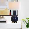 SAFAVIEH Lighting Collection Paris Modern Royal Blue Ceramic 28-inch Bedroom Living Room Home Office Desk Nightstand Table Lamp (LED Bulb Included)(Navy)