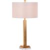 SAFAVIEH Lighting Collection Perri Farmhouse Gold/ Crystal Base 30-inch Bedroom Living Room Home Office Desk Nightstand Table Lamp Set of 2 (LED Bulbs Included)