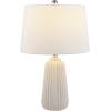 SAFAVIEH Lighting Collection Sawyer Modern Navy Blue Ceramic 24-inch Bedroom Living Room Home Office Desk Nightstand Table Lamp (LED Bulb Included)(Ivory)